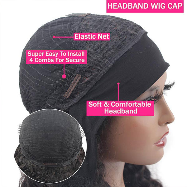 human hair headband wig cap