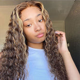 Balayage Highlights Water Wave Hair Lace Front Wigs Ombre Hair Colored Curly Hair Wigs For Black Women - reshine