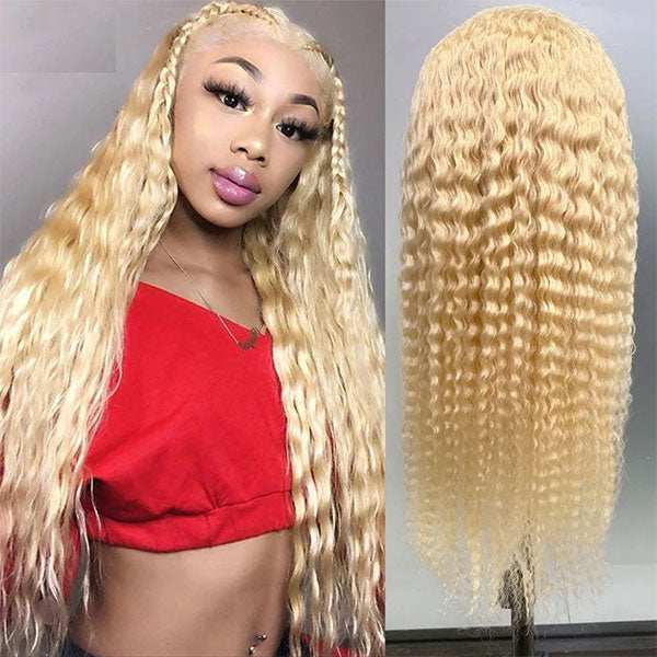 Reshine Hair Honey Blonde Deep Wave Hair Lace Front Wigs Virgin Human Hair Wigs Can Be Dyed - reshine