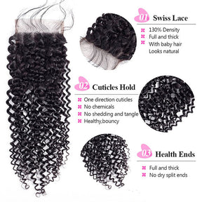 kinky curly hair lace closure with baby hair
