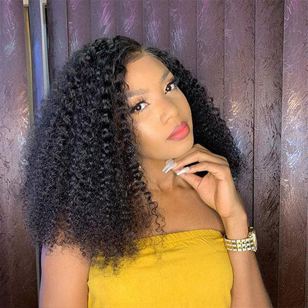 kinky curly hair t part wig middle part lace wigs
