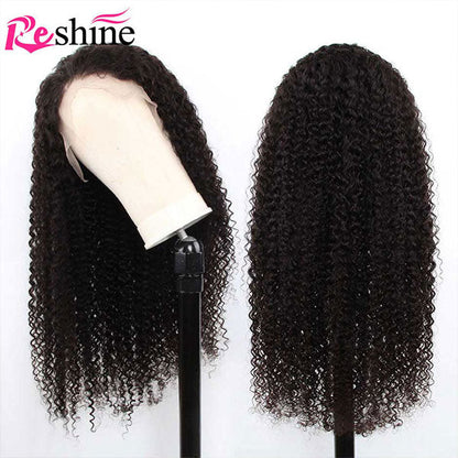 Reshine Hair Skin Melt Kinky Curly Human Hair Wigs Brazilian Curly Hair HD Lace Frontal Wigs For African American - reshine
