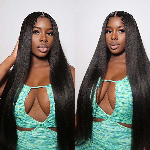 Reshine Hair Kinky Straight Lace Front Human Hair Wig Pre Plucked With Baby Hair Yaki Straight Hair Wigs On Sale - reshine