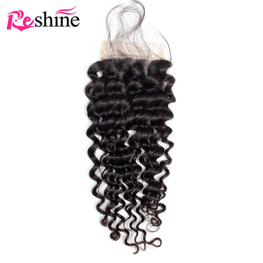 Reshine Hair 4x4 Deep Wave Swiss Lace Closure With Baby Hair Natural Color - reshine