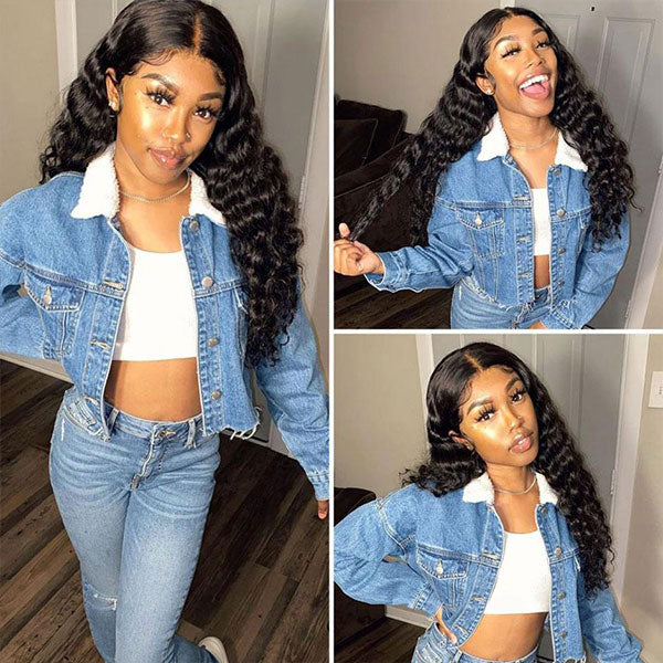long curly hair wigs loose deep wave human hair wigs