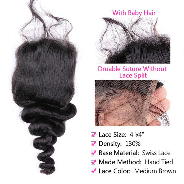 loose wave 4x4 lace closure