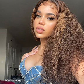 ombre color curly hair kinky curly lace front wigs