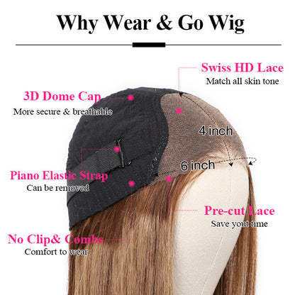 Undetectable Glueless Wear Go Wigs Ombre Highlight Water Wave Hair 6X4 HD Lace Closure Wigs - reshine