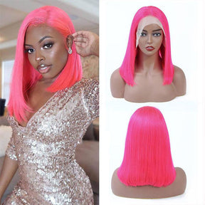 pink bob wig straight hair human hair wigs