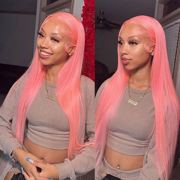 Fashion Hair Color Candy Blue Neon Green Color Straight Hair Lace Front Wigs - reshine