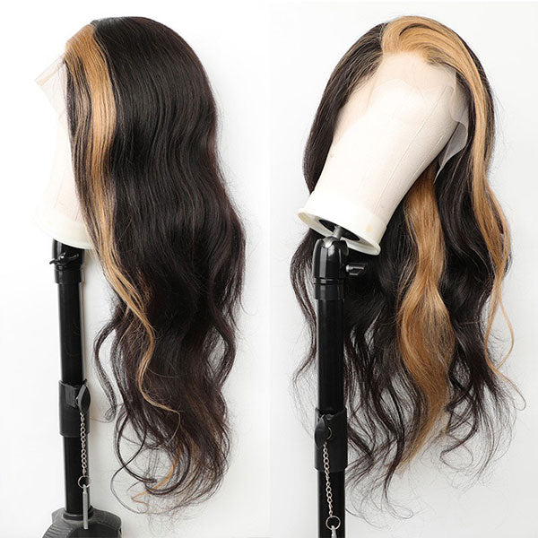 Skunk Stripe Hair body wave lace front wigs