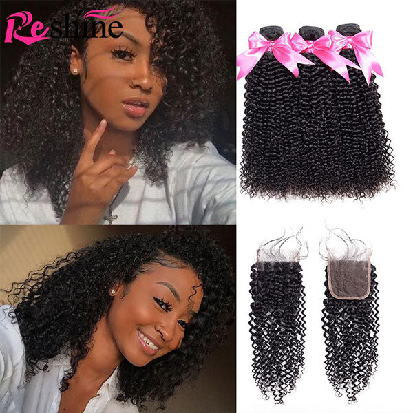 reshine hair kinky curly hair bundles with closure