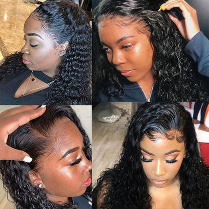 transparent lace wigs water wave hair human hair wigs