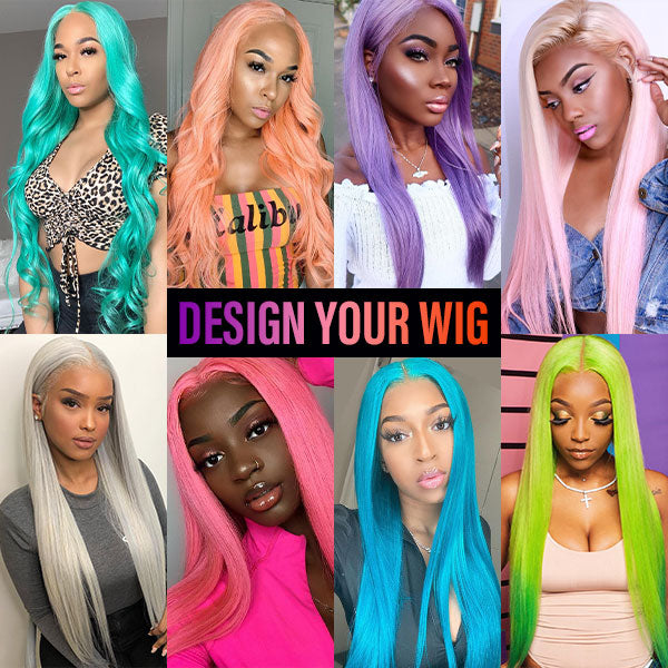 Custom Wig-Design Your Own Wig Lace Wigs 32"-40" 360 Lace Wigs Colored Hair Human Hair Wigs - reshine