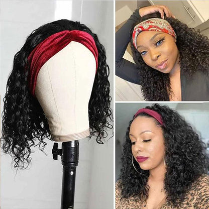short bob curly hair headband wig