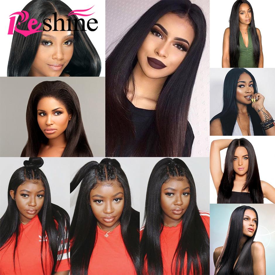 360 Lace Frontal Human Hair Wigs 8-24 Inch Straight Human Hair Wig Natural Color - reshine
