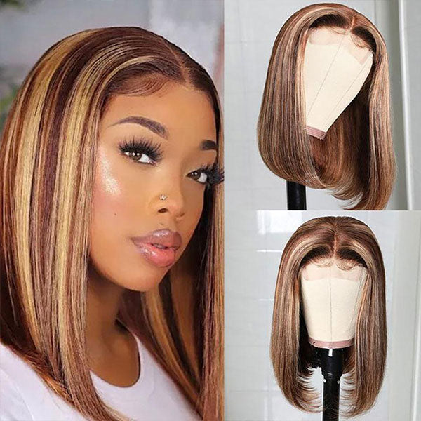 ombre color short bob wig straight hair human hair wigs