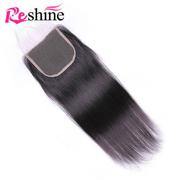 Reshine Hair Straight Human Hair Lace Closure Free Part Middle Part Swiss Lace Closure - reshine