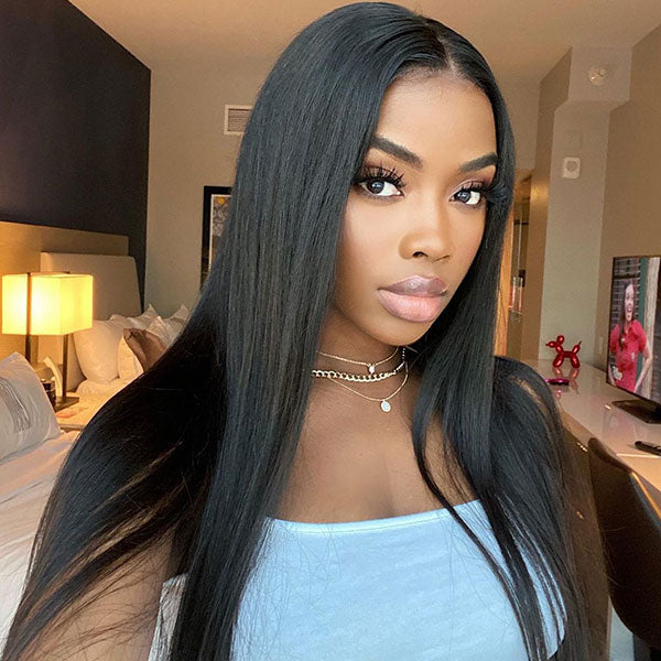 Straight human hair lace front wigs