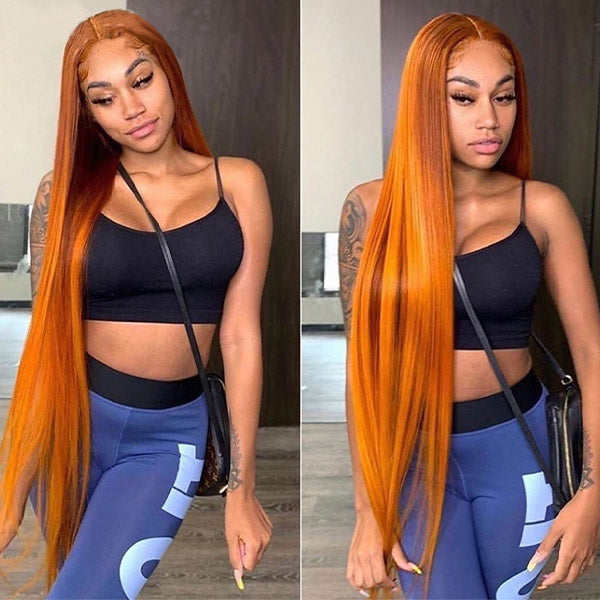 Reshine Hair Ginger Orange Hair Lace Front Wigs Straight Colored Hair Wigs For Black Women - reshine