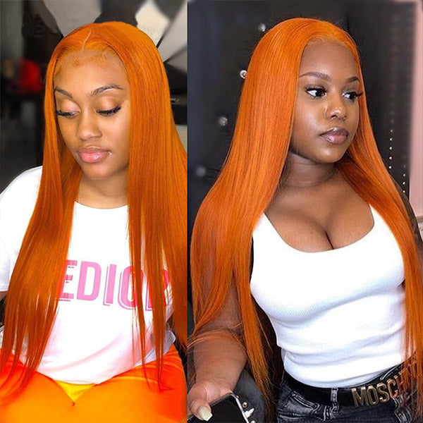 Reshine Hair Ginger Orange Hair Lace Front Wigs Straight Colored Hair Wigs For Black Women - reshine