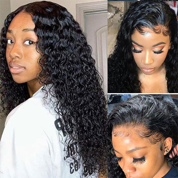 transparent lace wigs water wave hair pre plucked with baby hair natural hairline