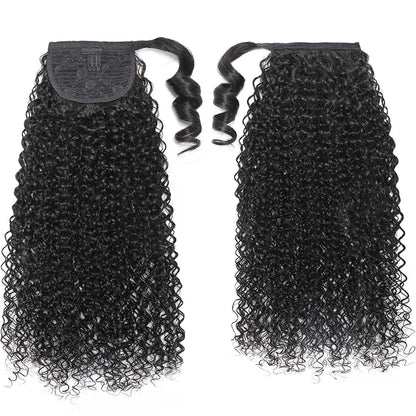 Water Wave Curly Hair Ponytail 10-30 Inches Human Hair Ponytail 100g Wrap Around - reshine